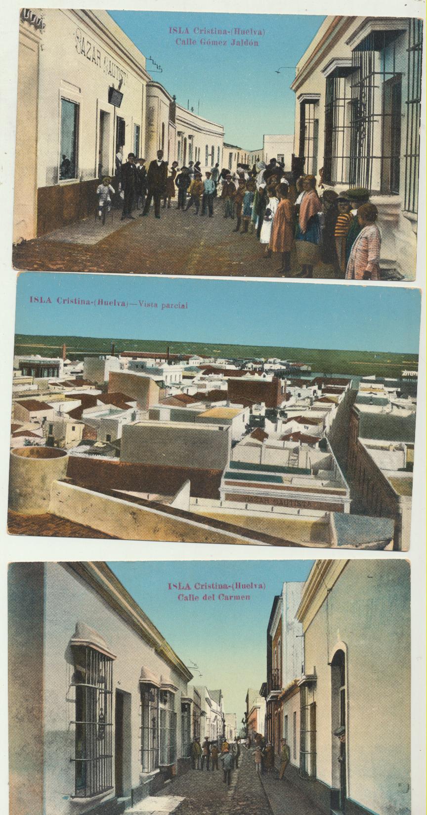Lote de 3 Postales de Isla Cristina. anterior a 1920