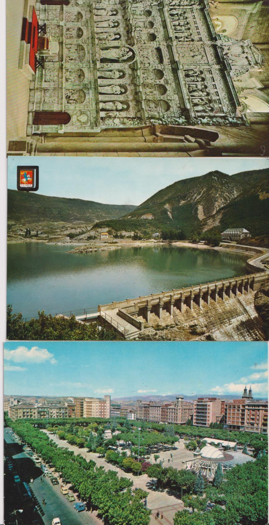 Lote de 3 Postales: Arguis (Huesca) Logroño, Vista General y Real Monasterio de Poblet. Años 60-70