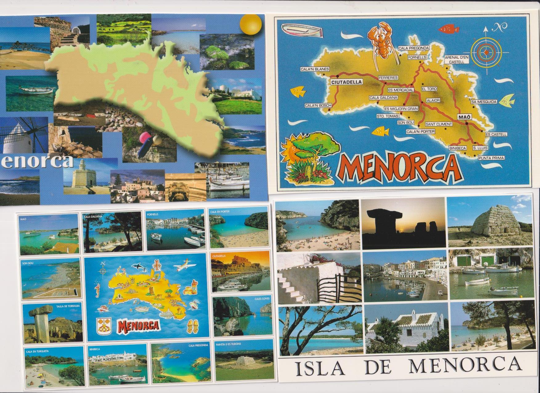 Menorca. Lote de 4 Postales de vistas