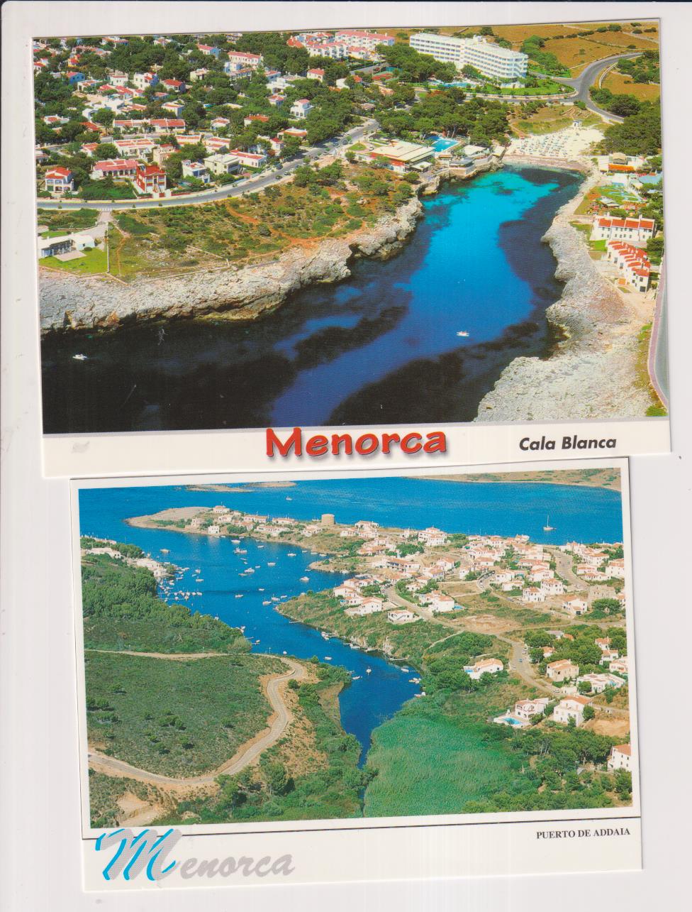 Menorca. 2 Postales: Cala Blanca y Puerto de Addaia