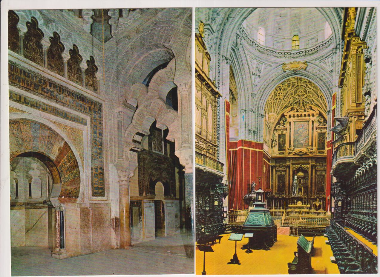 Córdoba. Lote de 2 Postales de la Catedral: Vista del Mihrab y Vista del crucero