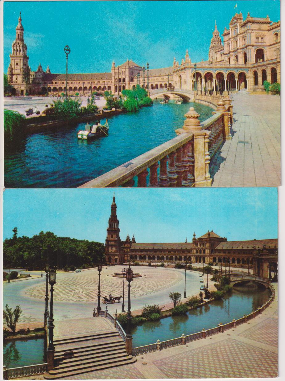 Sevilla. Lote de 2 Postales de la Plaza España