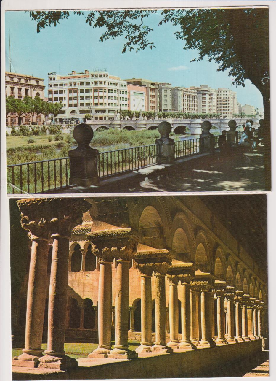 Burgos. lote 2 postales:_ Puente de san pablo y Abadía de santo Domingo de Silos. sin circular