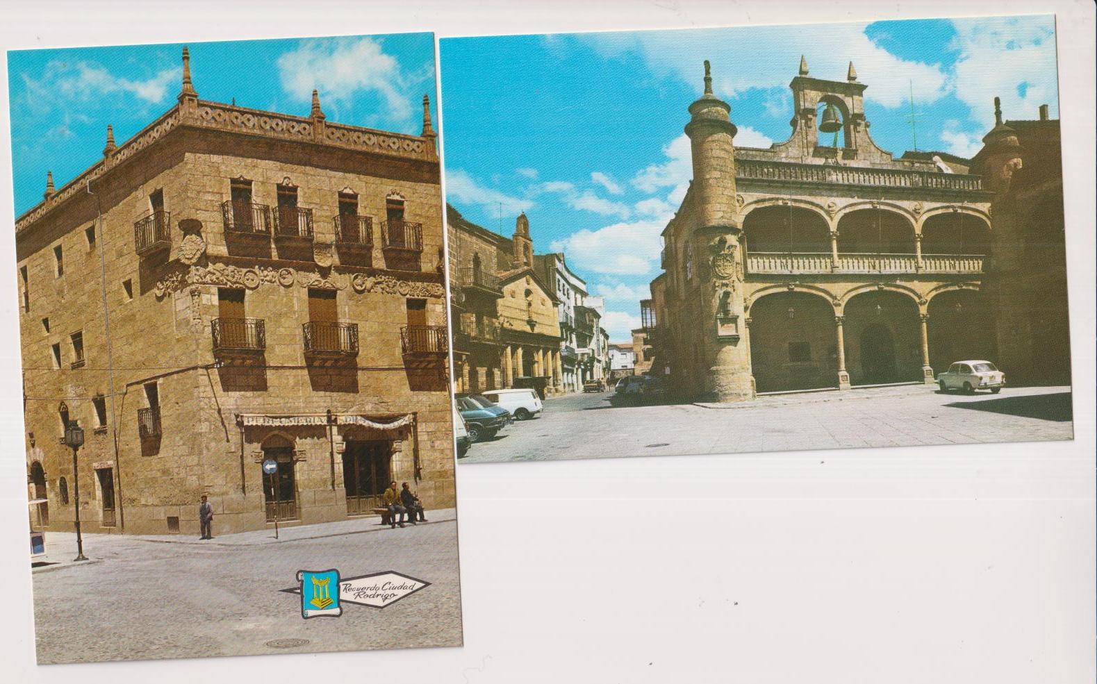 Ciudad Rodigo.- Lote de 2 Postales: Ayuntamiento y Casa de los cuetos. sin circular
