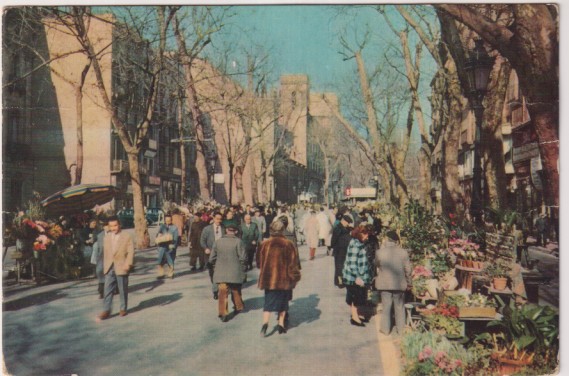 Barcelona. La rambla de las Flores. Franqueado y fechado el 1 Abr. 1977
