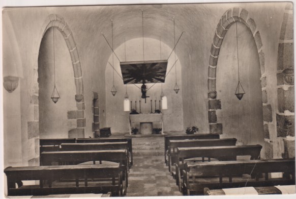 Riell del Montseny. Hostal Bell-Lloc. Interior de l´Abadia. Fot. Zerkowitz. Franqueado y fechado en ago. 1961