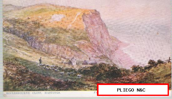 Ecclesbourne Cliff, Hasting. Franqueado y fechado en St. Leonard en 1913