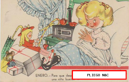 Postal Mari Pepa. Serie C nº 1. Dibujo de María Claret. Años 40