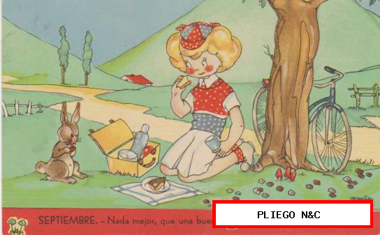 Postal Mari Pepa. Serie C nº 8. Dibujo de María Claret. Años 40
