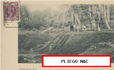 Fernando Poo-Trabajos en el Camino de San Carlos. Franqueado y fechado en 1905