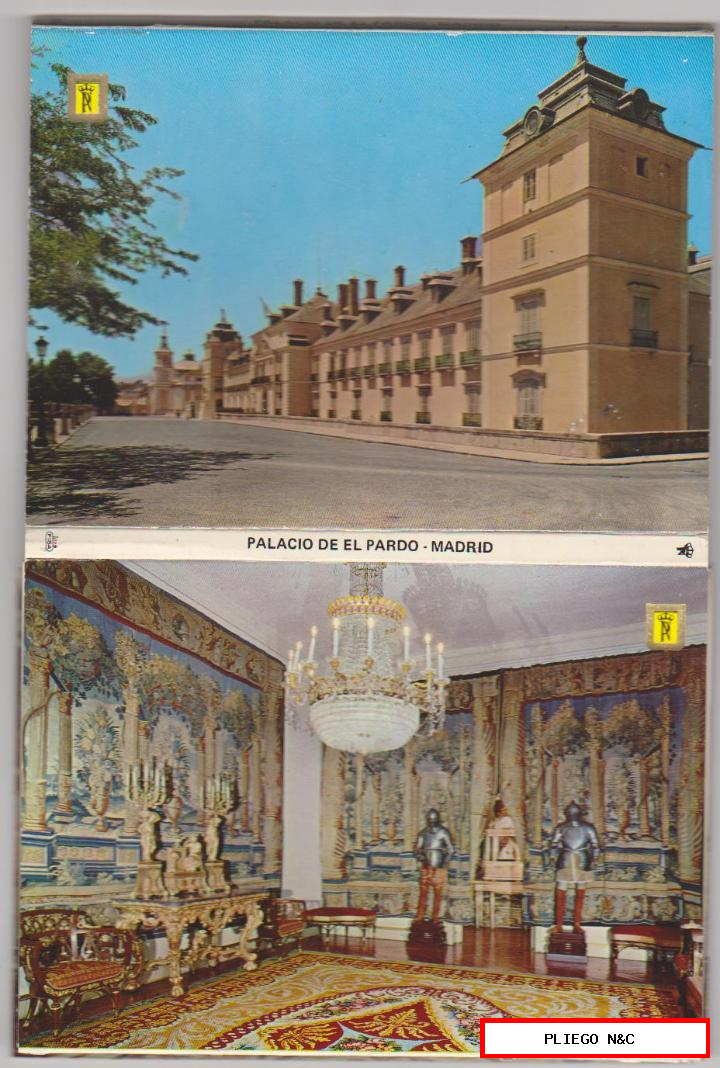 Palacio de El pardo. Carpeta de 12 postales