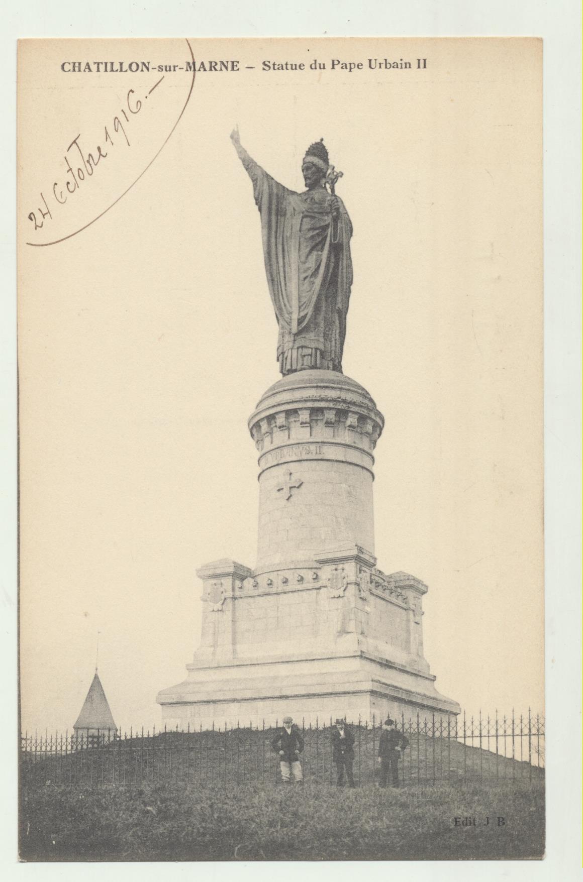 Chatillon-sur-Marne. Statue du Pape Urbain II. Fechada en 1916