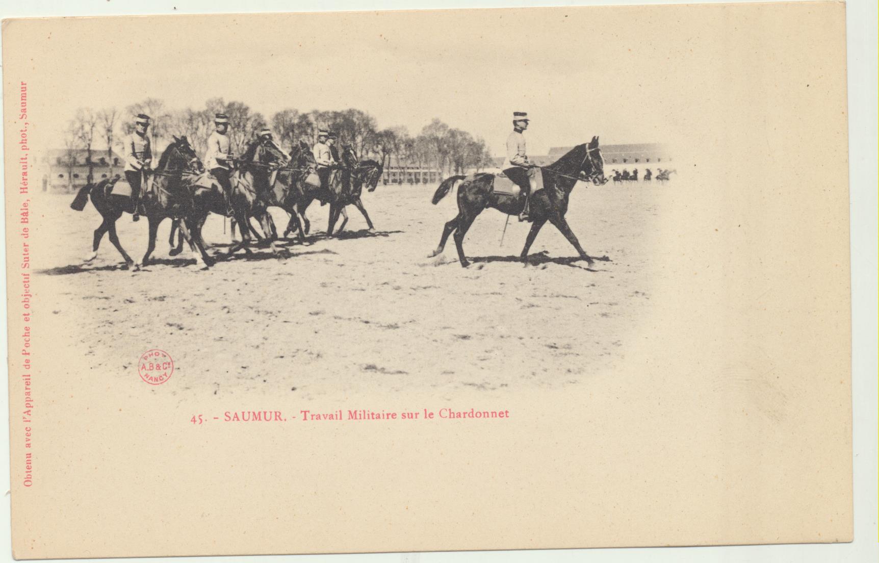Saumur. Escuela Militar de Caballería. Travail Militaire sur le Chardonnet. Anterior a 1905