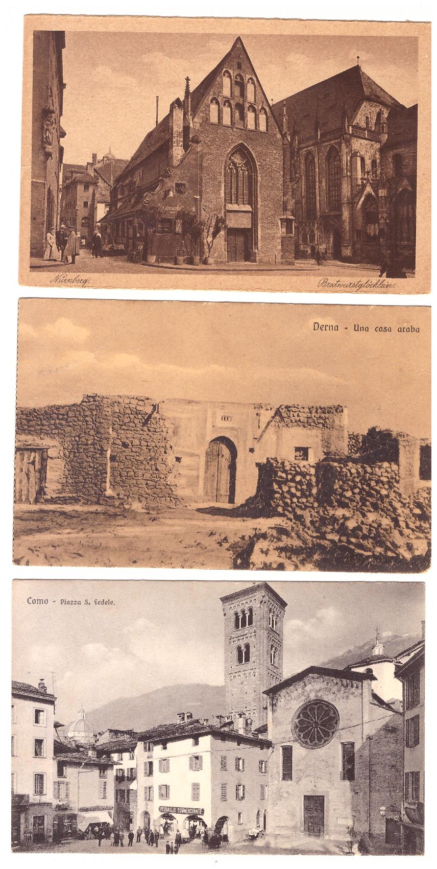 Lote de 3 Postales: Derna. Una casa árabe