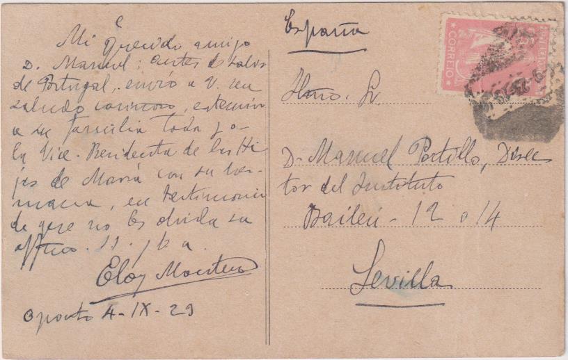 Portugal Bilhete Postal. Oporto. Puentes María Pía y D. Luis I. Franqueado y fechado en 1921