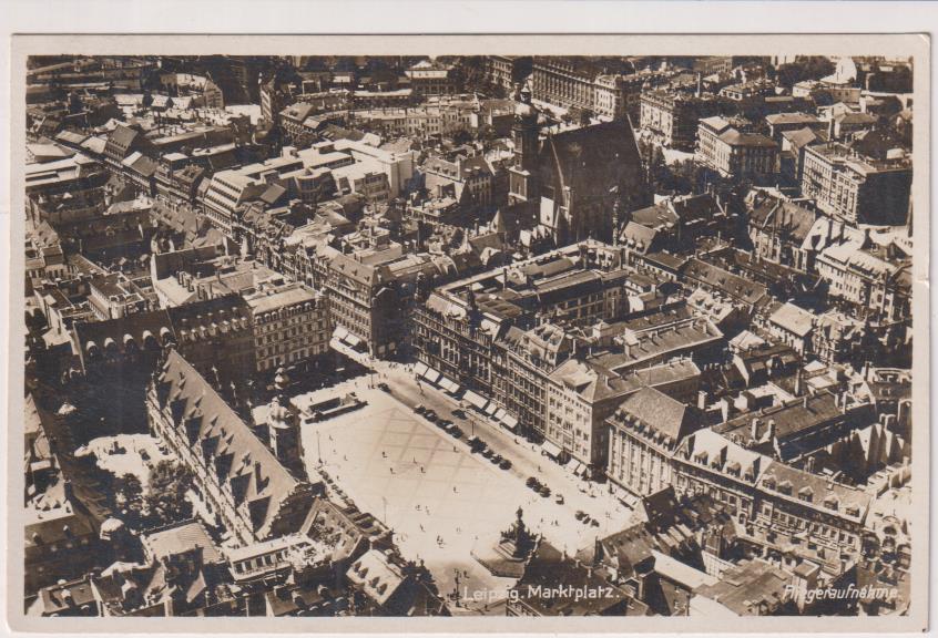 Alemania. Foto-postal. Leipzig Markplatz. Franqueado Correo Aéreo 1931. Destino: Barcelona