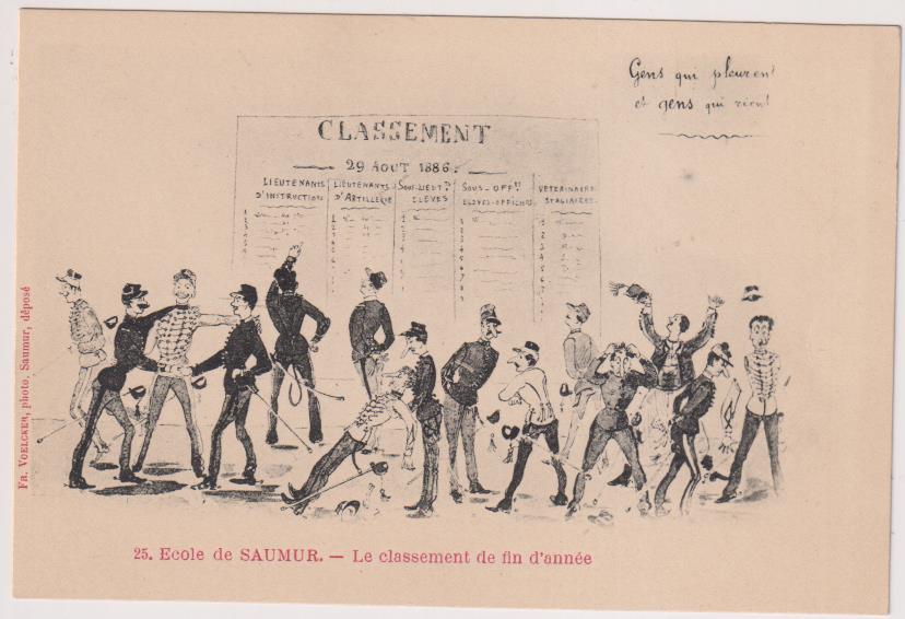 Francia. Saumur. Escuela Militar de Caballería. Año 1903. Postal Cómica