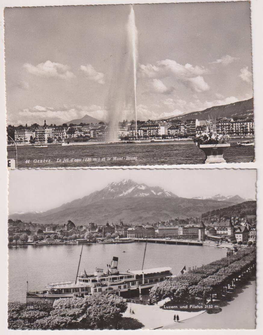 Suiza. Lote de 2 Postales: Ginebra y luzerna