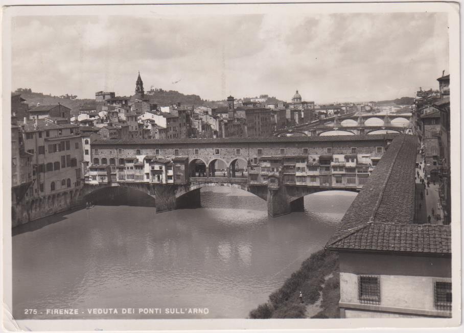 Florencia. Vista del Puente sobre el Arno. Franqueado al dorso en 1948. Destino: Tarragona