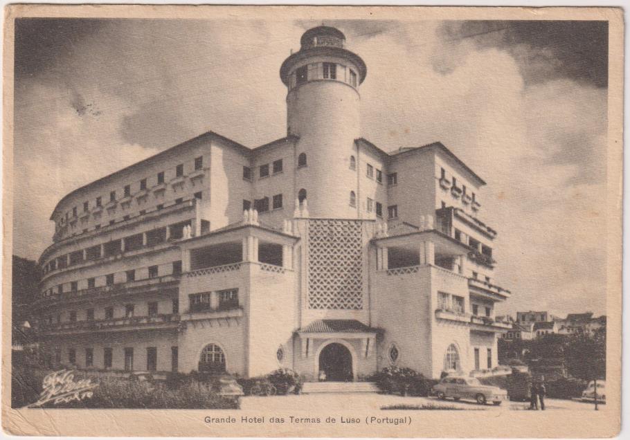 Portugal. Bilhete Postal. Grande Hotel das Termas de Luso. Franqueado en 1957. Destino: Barcelona