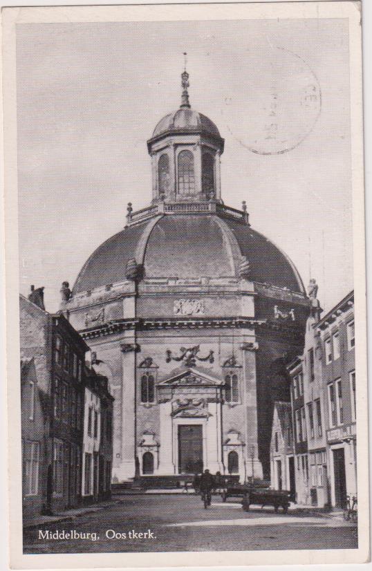 Holanda. Middelburg, Oostkerk. Franqueado y fechado en 1951. Destino: Barcelona