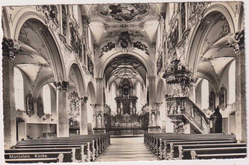 Suiza. Iglesia de Mariastein. Franqueado y fechado en 1955. Destino: Barcelona