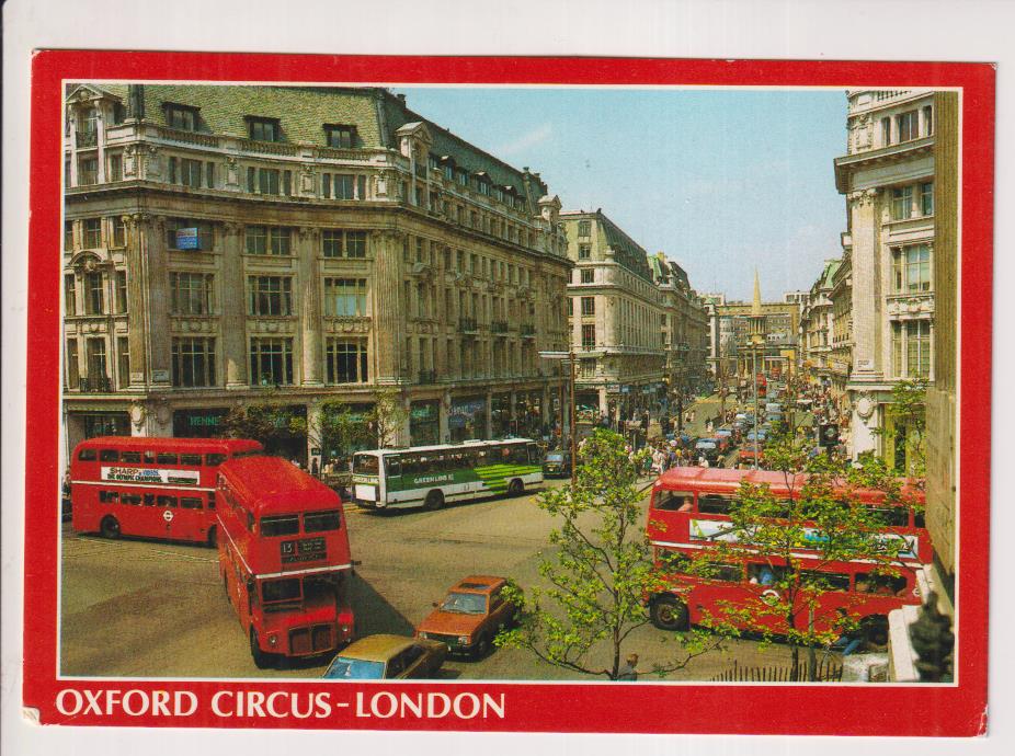 Oxford Circus-London. Franqueado y fechado en 1989. Destino: madrid