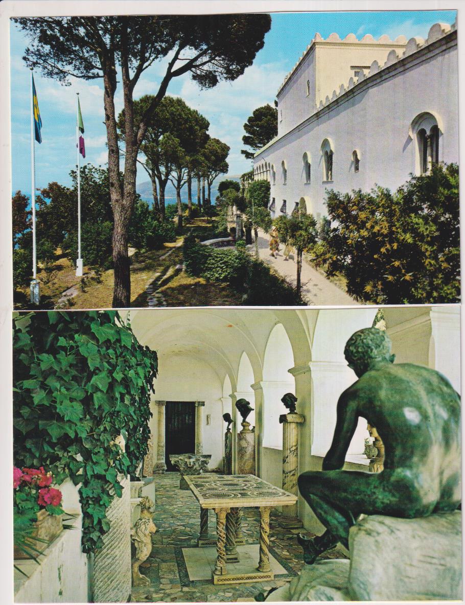 Anacapri. Lote de 2 Postales: Villa San Michele y Logia de la cultura. sin circular