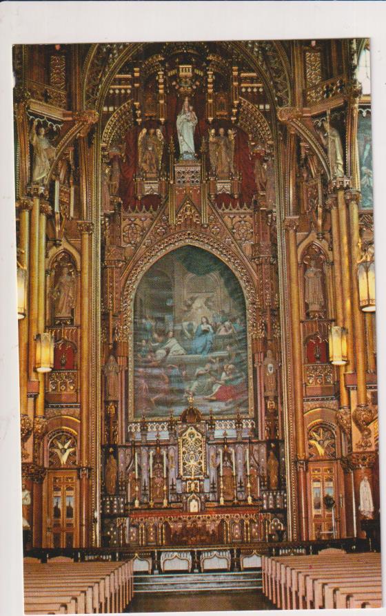 Postal de Canadá. Montreal. Quebec. altar mayor de capilla del sagrado corazón. sin circular