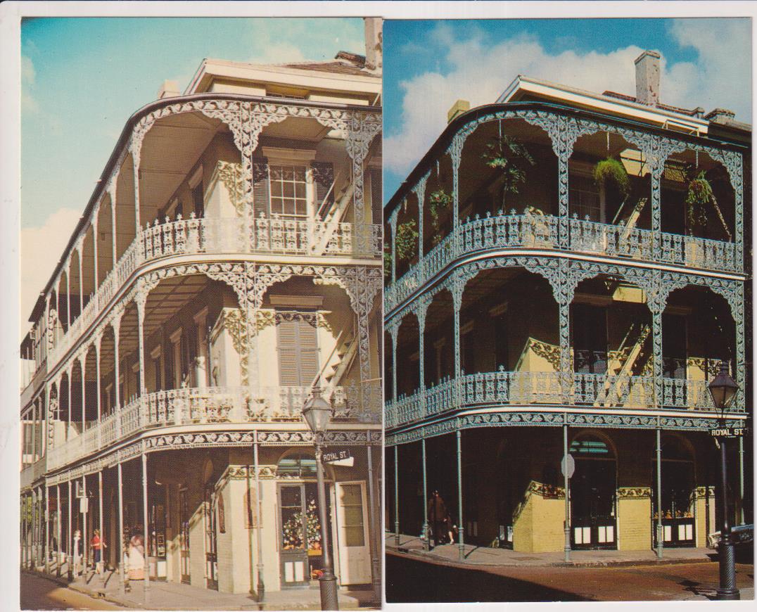 Nueva Orleans. lote de 2 postales. lace Balconies. Años 50-60. sin circular