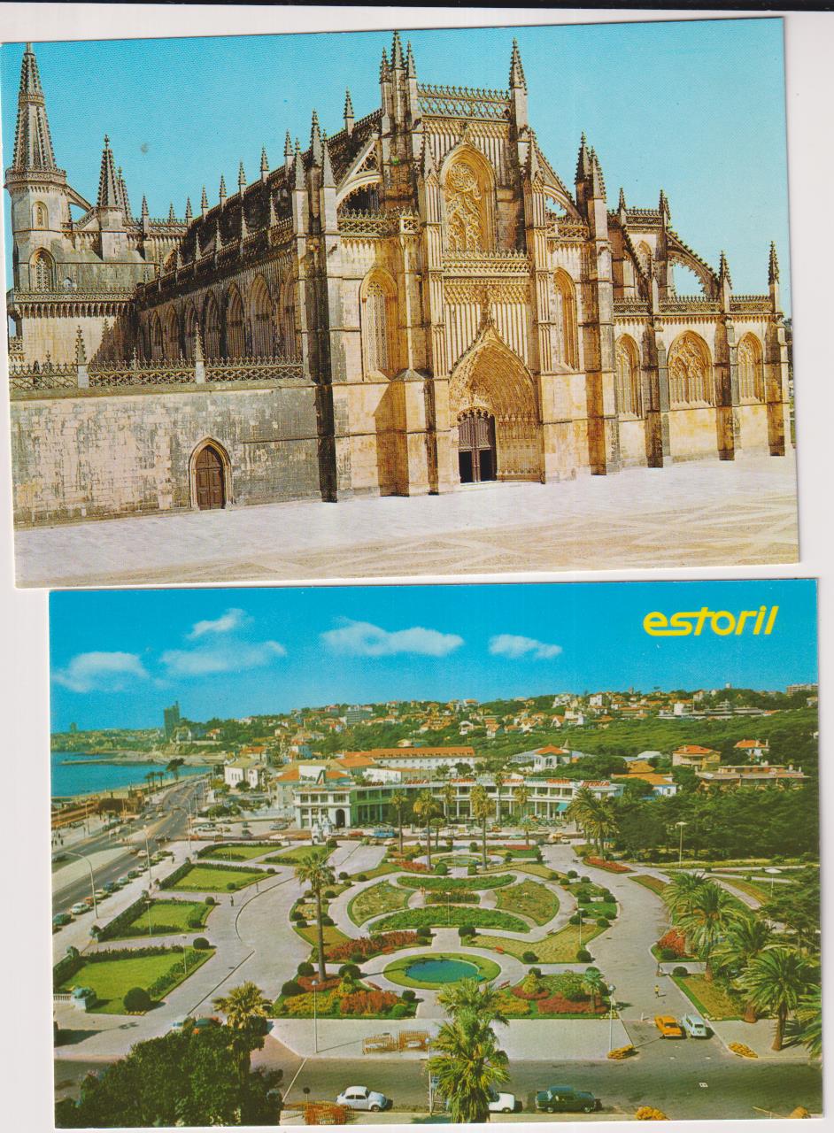 portugal.- lote de 2 postales: batalha y estoril. sin circular
