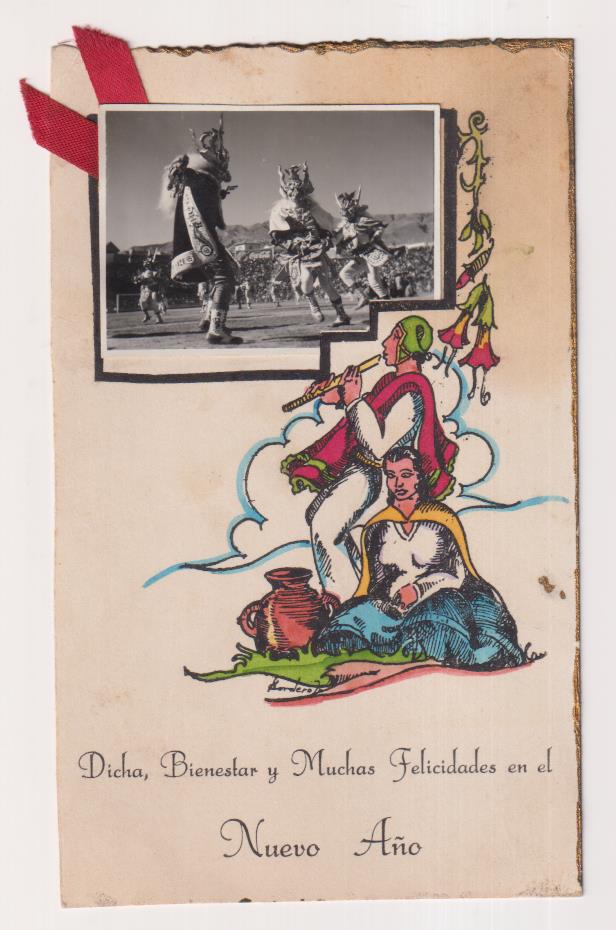 Tarjeta de Felicitación de navidad y año nuevo. en Bolivia. años 50