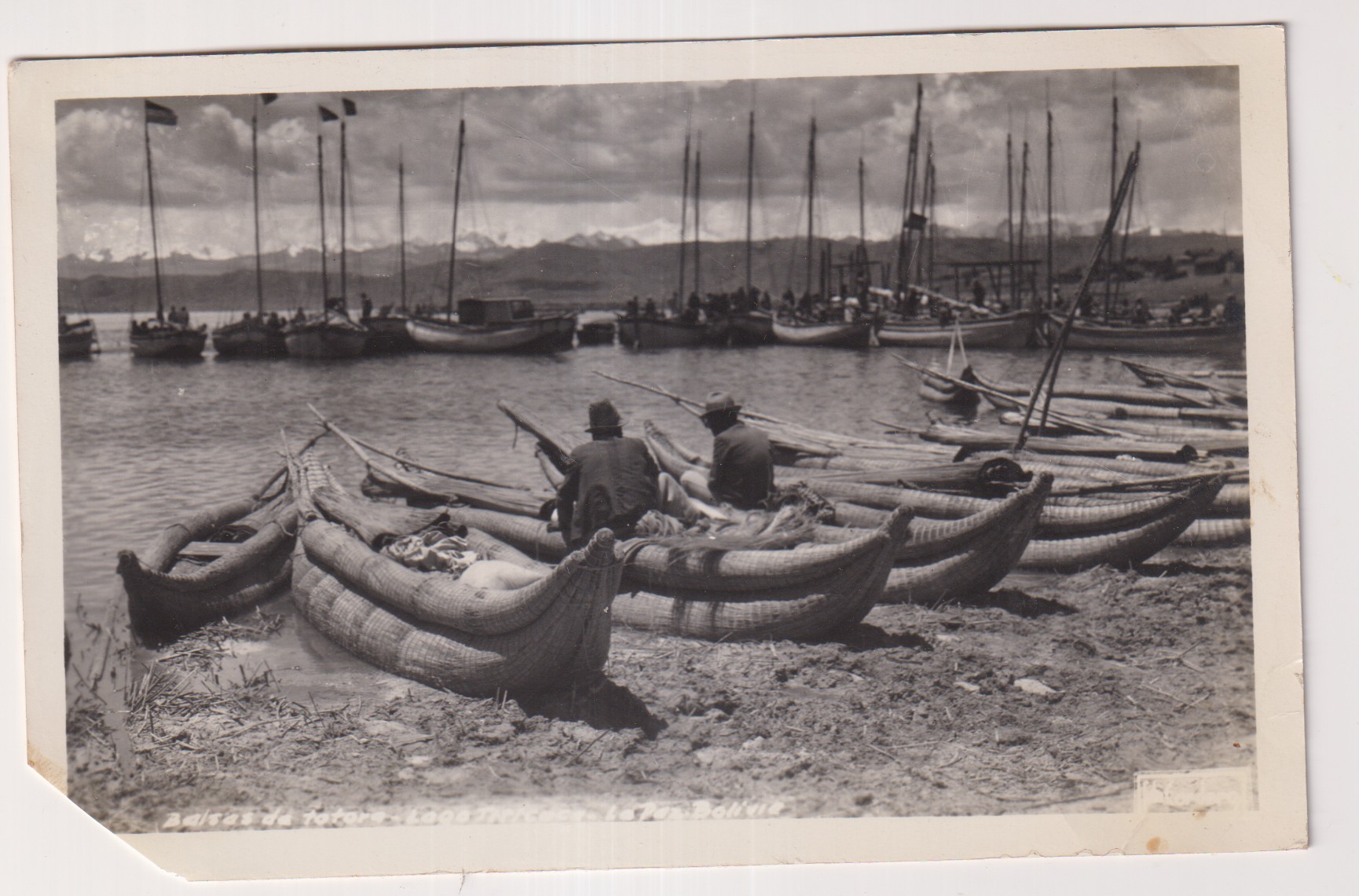Foto Postal. Bolivia. lago Titicaca.- Balsas de Totora