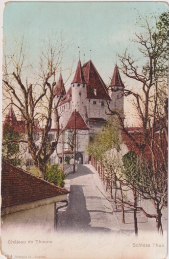 Thun (Suiza). Castillo de Thoune. Franqueado y fechado en Thun en 1909