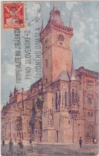 Checoeslovaquia. Staromestska radnice (Ayuntamiento del casco antiguo) Franqueado y fechado en Bratislava en 1921. Destino: Sevilla