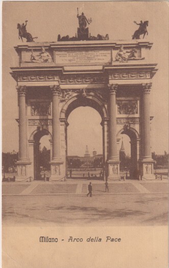Milán. Arco de la Paz. Franqueado y fechado en Milán el 16 Nov. 1909