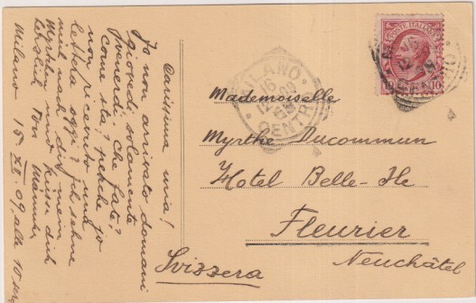 Milán. Arco de la Paz. Franqueado y fechado en Milán el 16 Nov. 1909