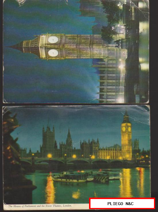 Lote de 2 postales de Londres. Franqueadas y fechadas en 1976