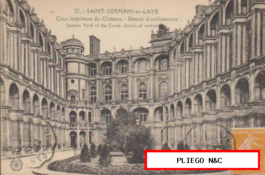 Saint Germain en Laye. Cour interierre du Chateau. Franqueado y fechado Paris 1922