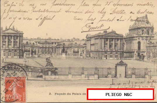 Façade du Palais de Versalles-Franqueado en Versalles en 1912