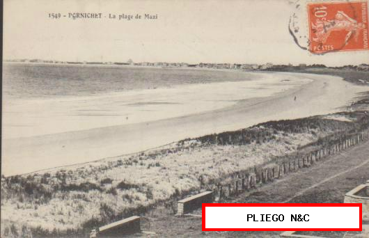 Pornichet-La plage de Mazi. Franqueado en 1910