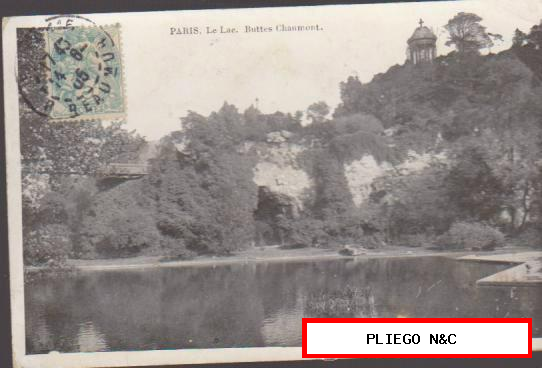 Paris-Le Lac. Franqueado en Paris en 1905 en anverso y reverso