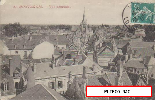 Montargis-Vue générale. Franqueado en Montargis en 1909