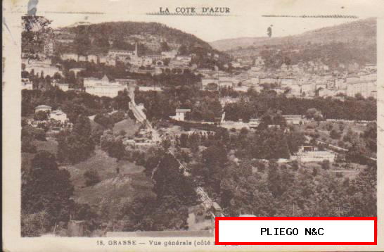 La Cote D´Azur-Grasse. Franqueado en Grasse en 1936