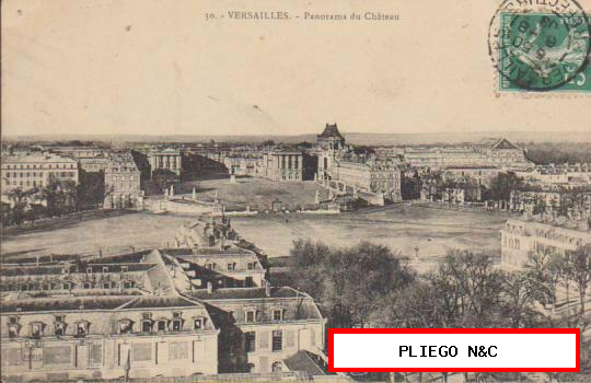 Versailles-Panorama du Chateau. Franqueado en Versailles en 1908