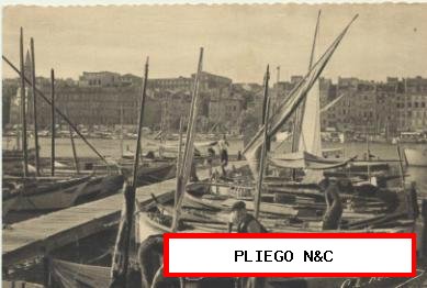 Marseille-Le Vieux Port. Franqueado y fechado en 1945