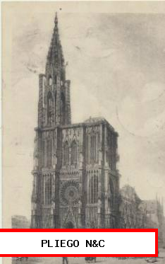 Strasbourg-La Cathédrale. Franqueado y fechado en 1920. Bonito franqueo