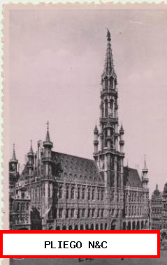 Bruselas-Hotel de Ville. Franqueado y fechado en 1954