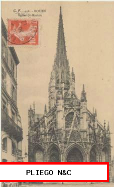 Rouen-Eglise St. Maclou. Franqueado y fechado en 1912