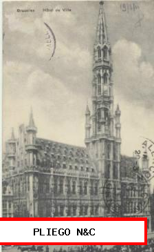 Bruxelles-Hotel de Ville. Franqueado y fechado en 1911